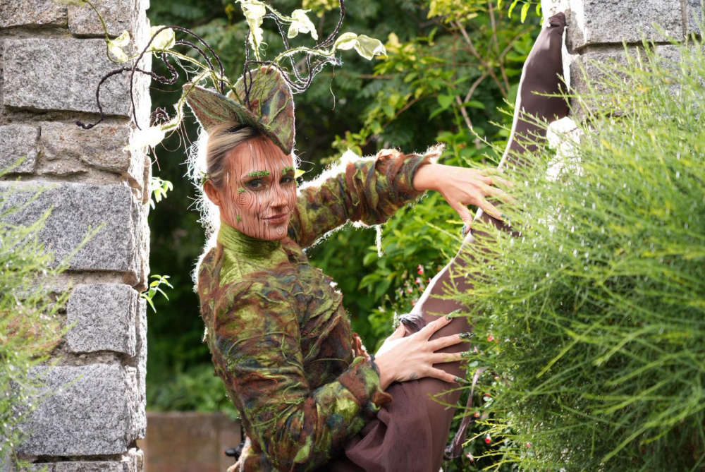 Sustainably crafted Púca festival character costume made from Irish wool and natural materials