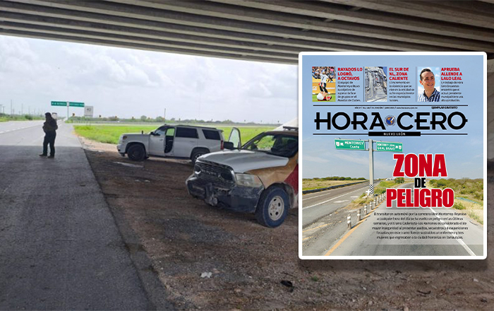 Manifestación de trabajadores exigiendo seguridad en carretera Monterrey-Reynosa
