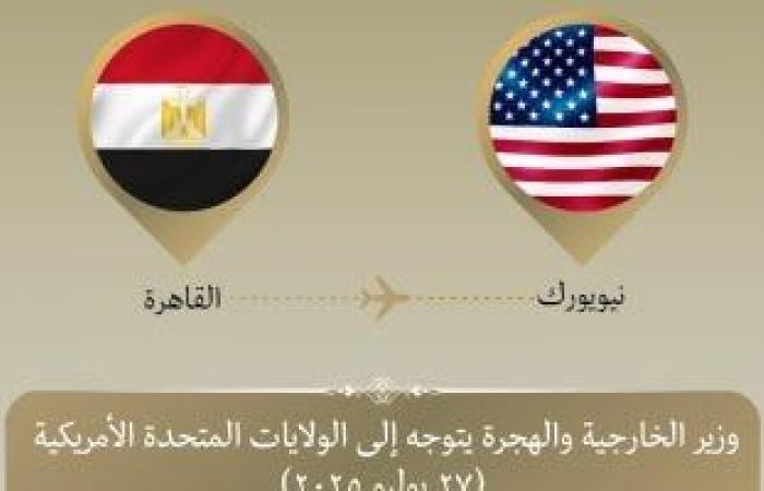Image d'illustration pour: وزير الخارجية والهجرة يتوجه إلى نيويورك للمشاركة فى مؤتمر دولى حول فلسطين