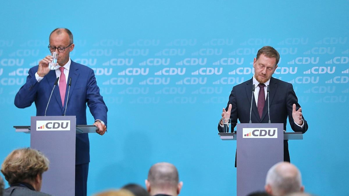 Image d'illustration pour: Kretschmer hält CDU-interne Kritik an Merz für normalen Diskurs - Politics, Economy & Finance