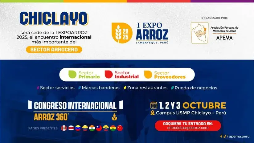 Image d'illustration pour: I EXPOARROZ 2025 en Chiclayo: el encuentro internacional más importante del sector arrocero