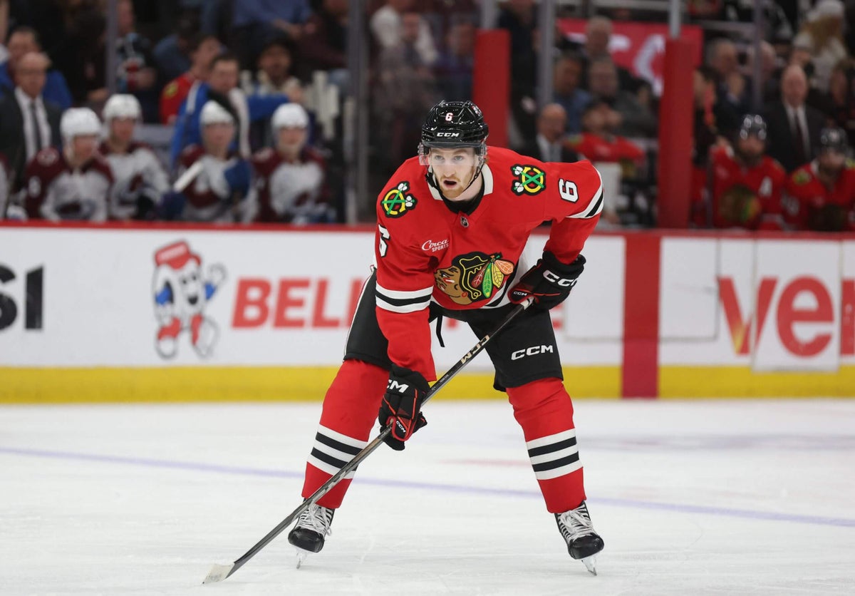 Image d'illustration pour: Blackhawks' new No. 1 Sam Rinzel unfazed by sudden great expectations: 'You welcome it'