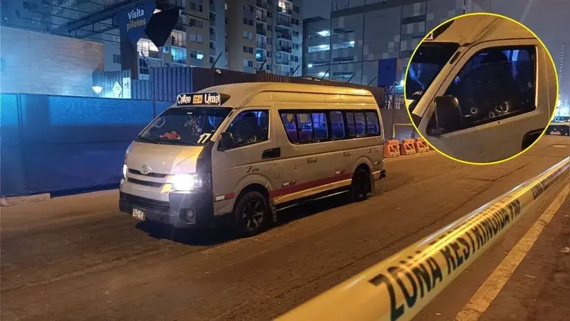 Image d'illustration pour: Terror en el Cercado de Lima: chofer y pasajera resultaron heridos tras ataque a balazos contra una combi