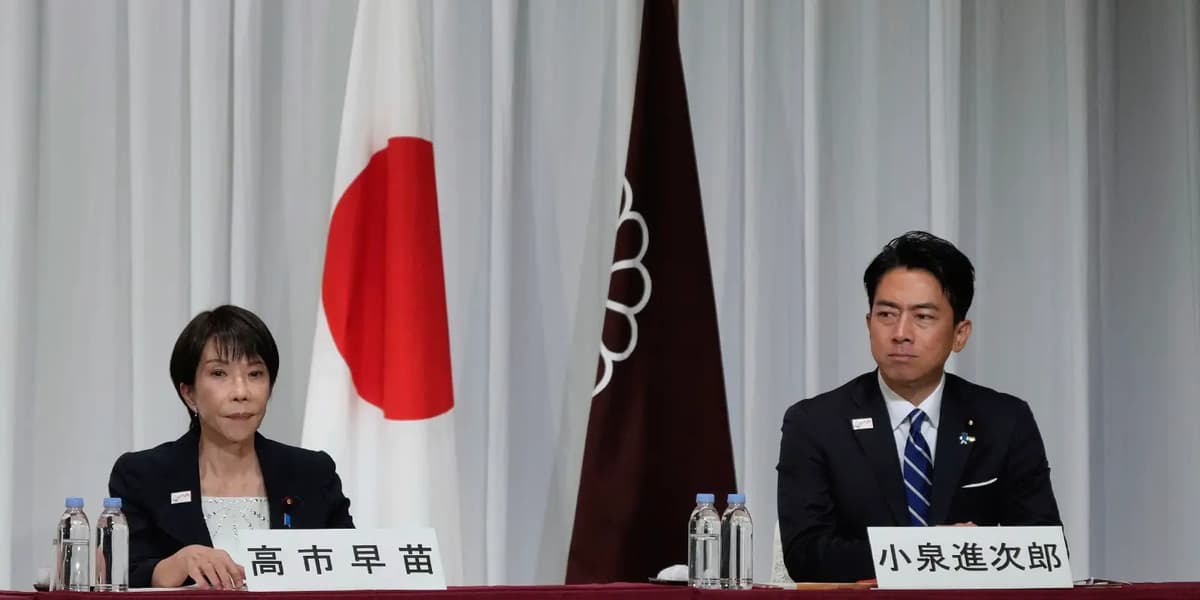 Image d'illustration pour: China hawk Takaichi, youthful Koizumi in Japan ruling party runoff
