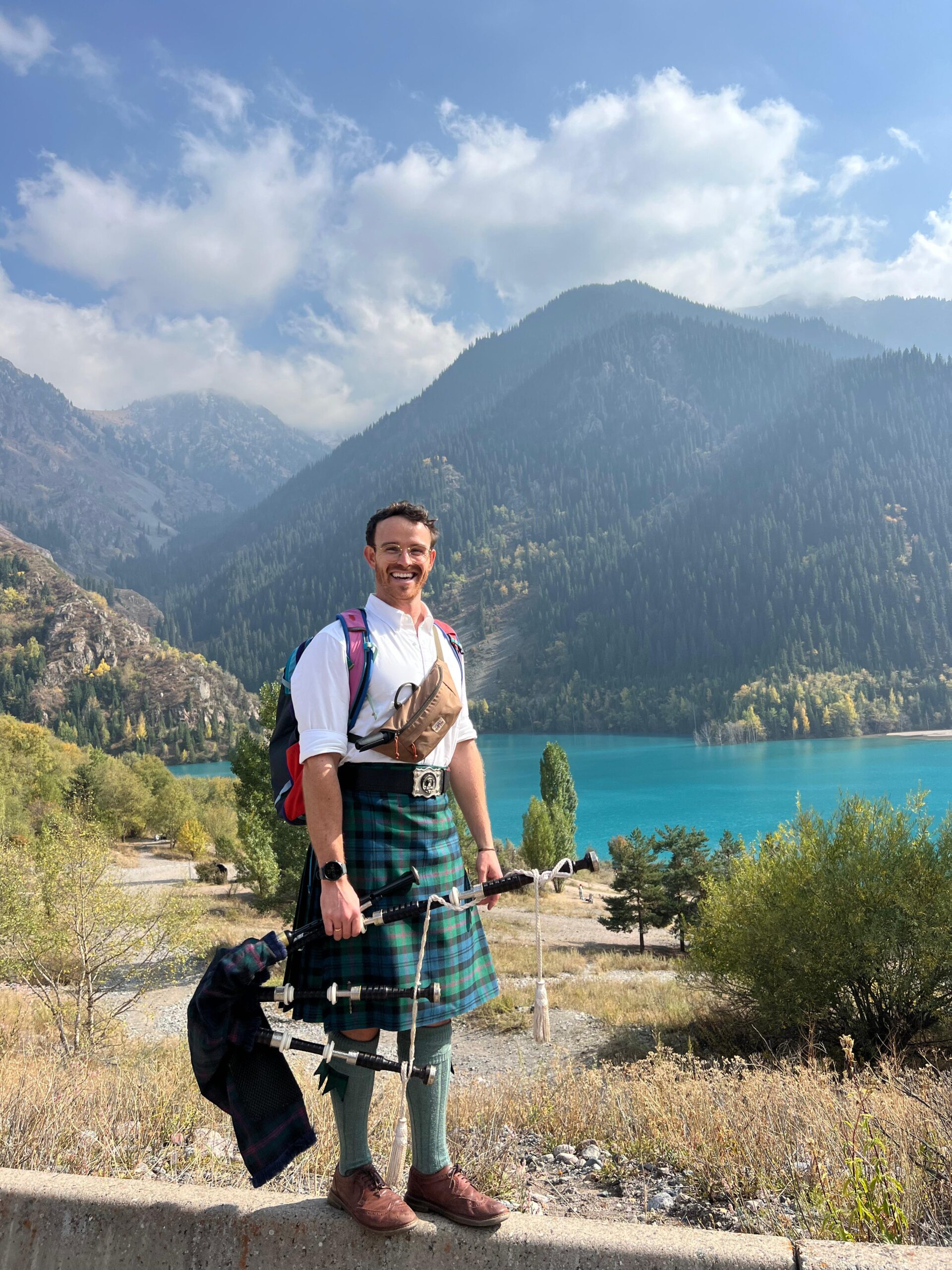Image d'illustration pour: Scottish Bagpiper Marks Kazakhstan as 116th Country in Global Journey - The Astana Times