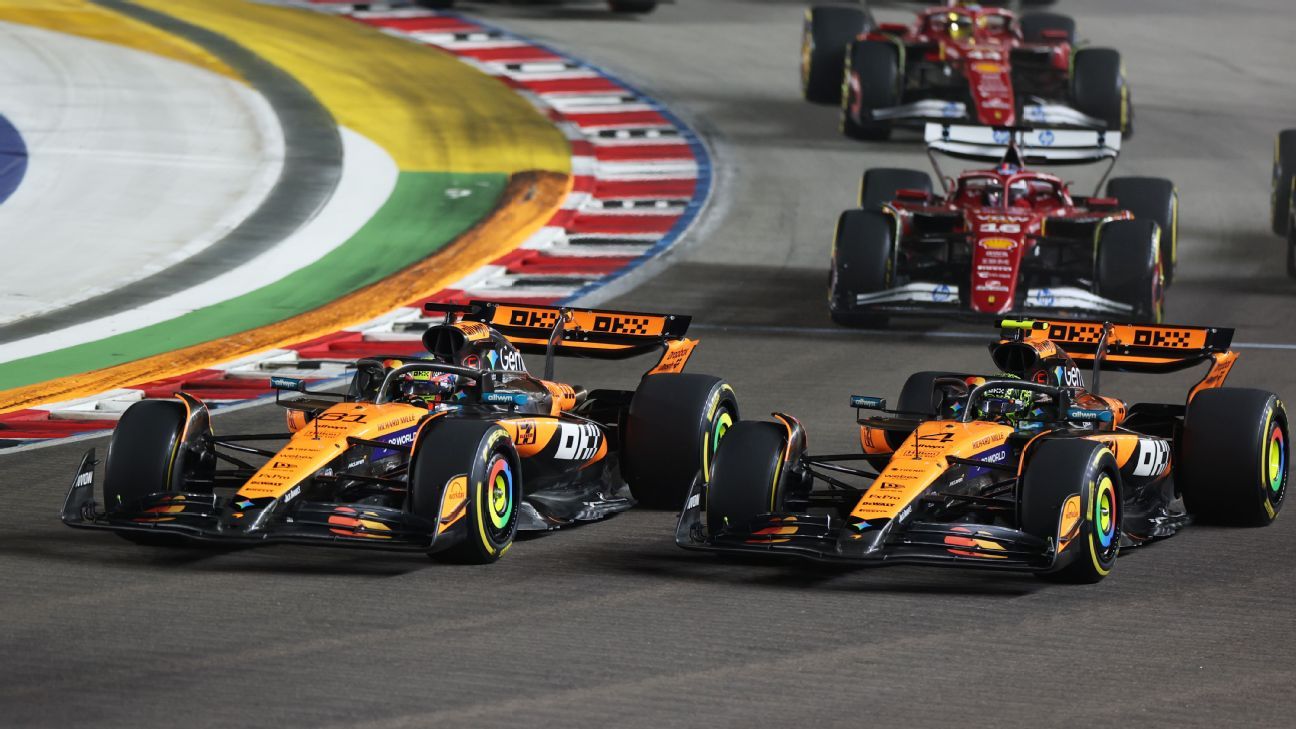 Image d'illustration pour: Singapore shows McLaren's management of title rivals Norris, Piastri will only get harder
