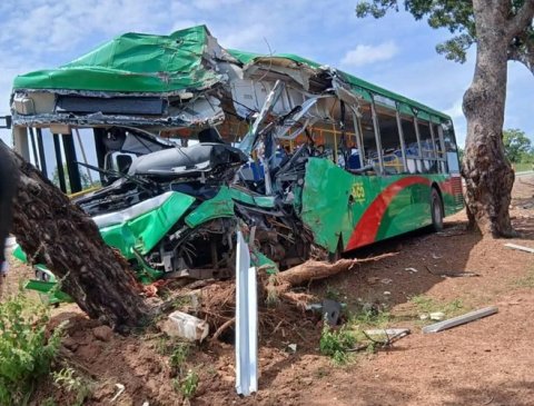 Image d'illustration pour: Axe Koudougou - Ouagadougou : Un bus de la SOTRACO termine sa course contre un arbre - leFaso.net