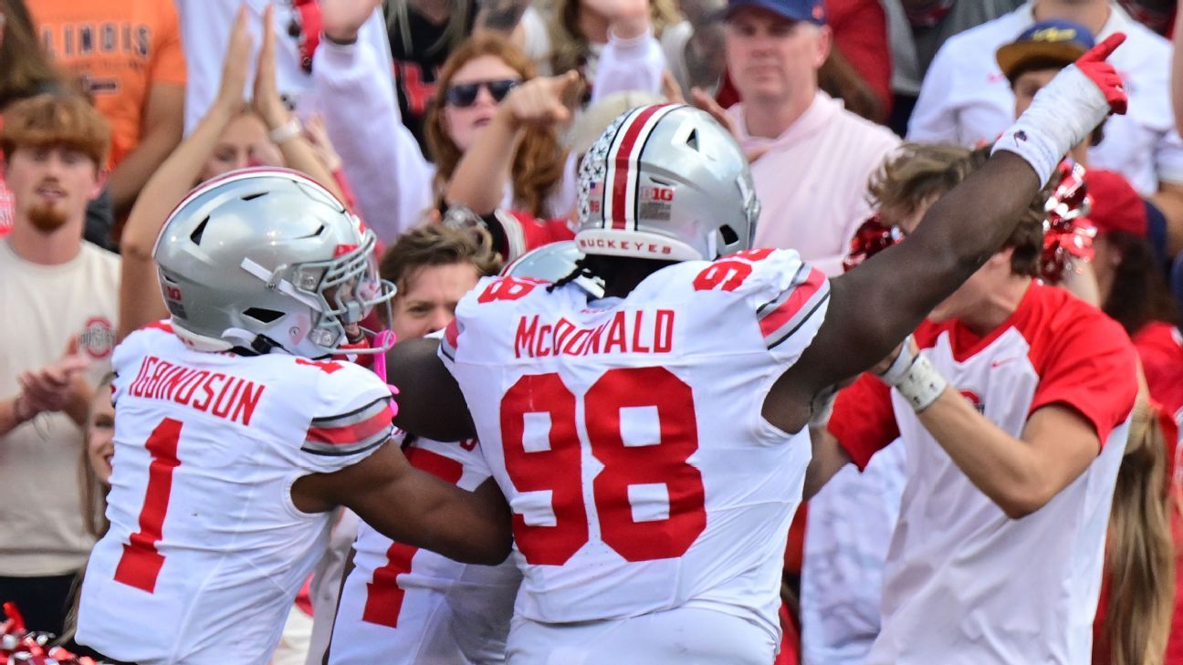 Image d'illustration pour: No. 1 Buckeyes 'want to be great,' cruise to 5-0